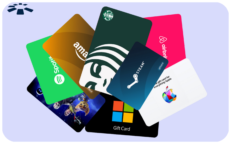 A collection of popular gift cards that can be purchased with a virtual crypto card